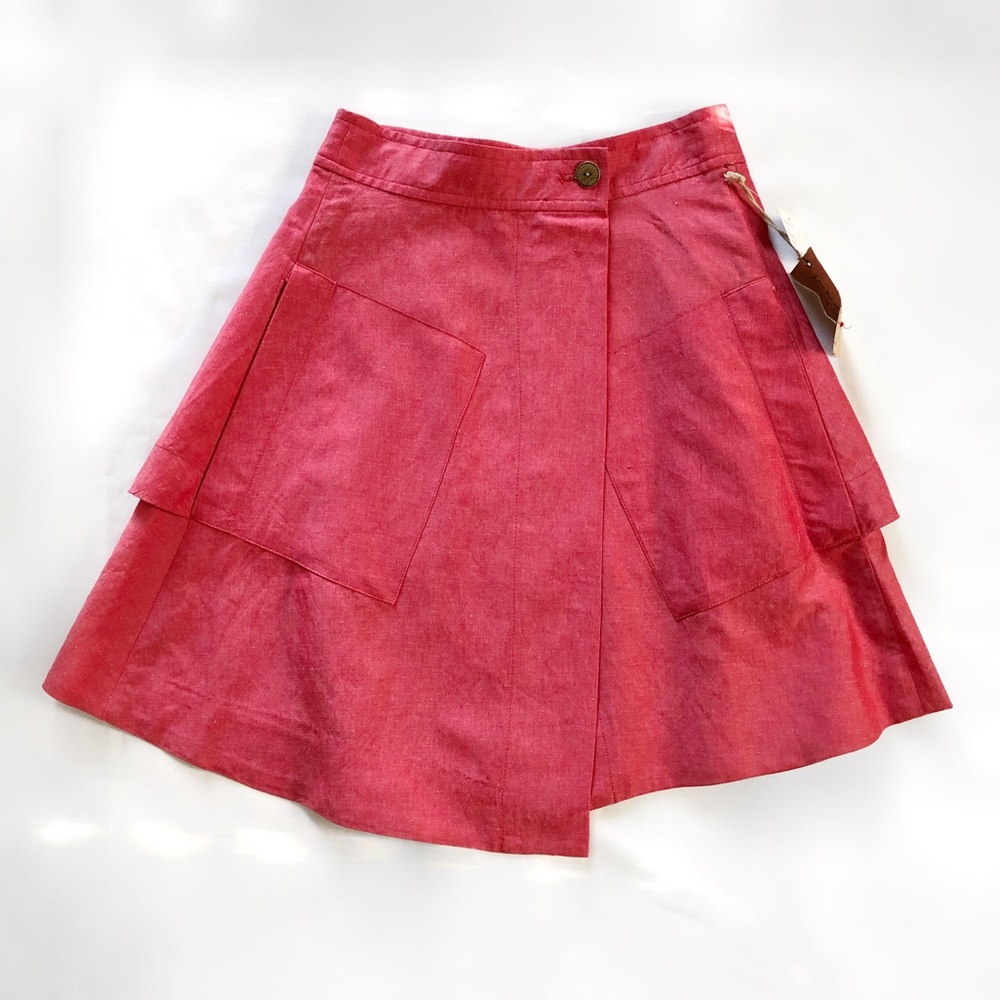 Anthropologie Postmark red vast wrap skirt